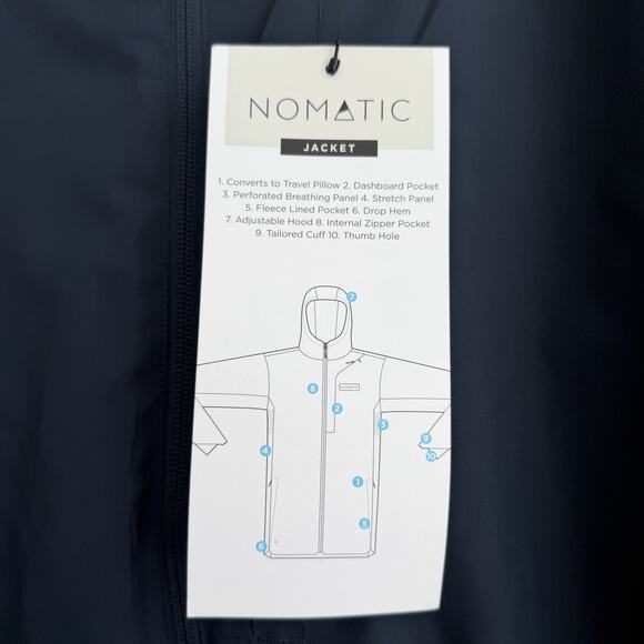 Nomatic Outset Jacket Mens XXL Navy Hoodie Full Zip Lightweight Travel Pillow - Picture 9 of 11
